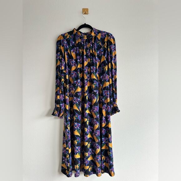 Adrianna Papell Leafy Hearts Floral Mockneck Dress Long Sleeve Plus Size 20w - Picture 2 of 8